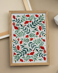 Magical watercolor flowers – green and red