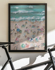 Colorful Umbrellas and Sunbathers on a Sandy Shore