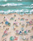 Colorful Umbrellas and Sunbathers on a Sandy Shore